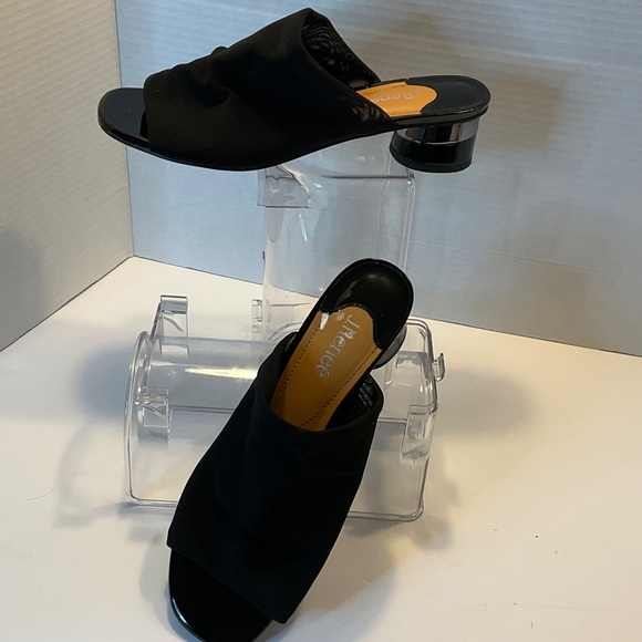 J.Renee Black Open-Toe Slip-On Mule with Low Block Heel - Picture 2 of 6